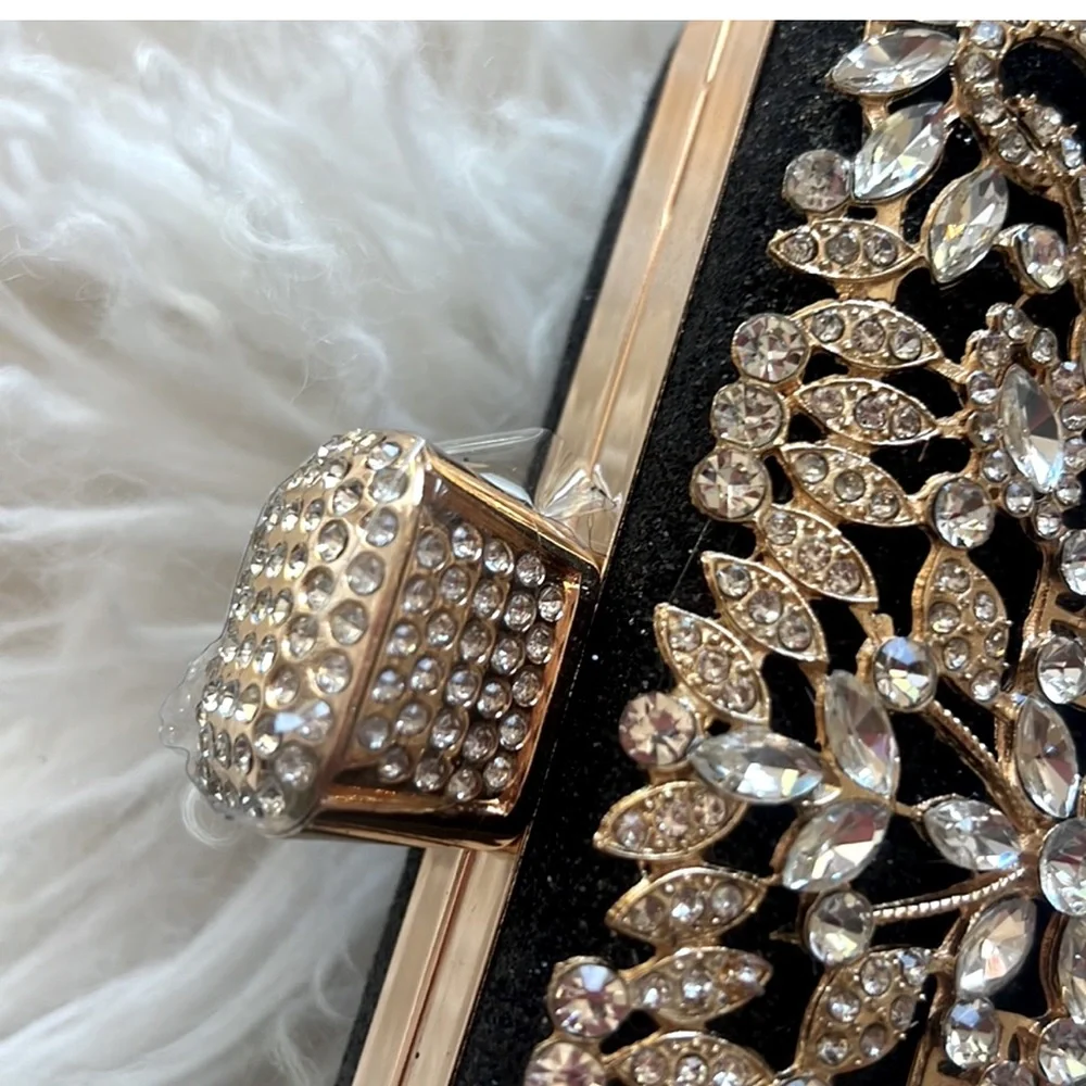 Crystal Black & Gold Evening Bag